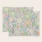 Cheerful Doodle Flowers Retro Floral Pattern Placemat Gallery Image 1
