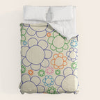 Cheerful Doodle Flowers Retro Floral Pattern Comforter Gallery Image 6