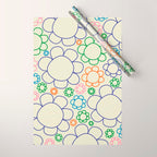 Cheerful Doodle Flowers Retro Floral Pattern Wrapping Paper Gallery Image 1