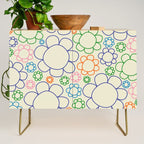 Cheerful Doodle Flowers Retro Floral Pattern Credenza Gallery Image 1