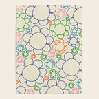 Cheerful Doodle Flowers Retro Floral Pattern Poster Gallery Image 4