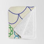 Cheerful Doodle Flowers Retro Floral Pattern Throw Blanket Gallery Image 3