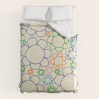 Cheerful Doodle Flowers Retro Floral Pattern Duvet Cover Gallery Image 6