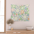 Cheerful Doodle Flowers Retro Floral Pattern Wall Tapestry Gallery Image 2