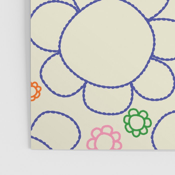 Cheerful Doodle Flowers Retro Floral Pattern Poster Gallery Image 3