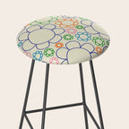 Cheerful Doodle Flowers Retro Floral Pattern Stool Gallery Image 2