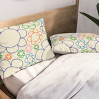 Cheerful Doodle Flowers Retro Floral Pattern Pillow Sham Gallery Image 2
