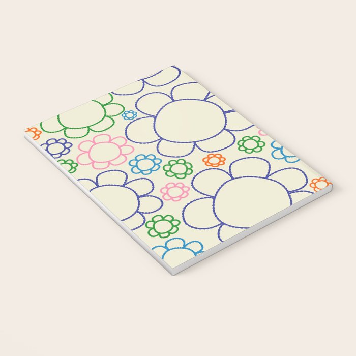 Cheerful Doodle Flowers Retro Floral Pattern Notebook Gallery Image 3
