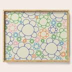 Cheerful Doodle Flowers Retro Floral Pattern Serving Tray Gallery Image 1