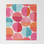 Mid Century Pink and Orange Dots Throw Blanket Gallery Image 2