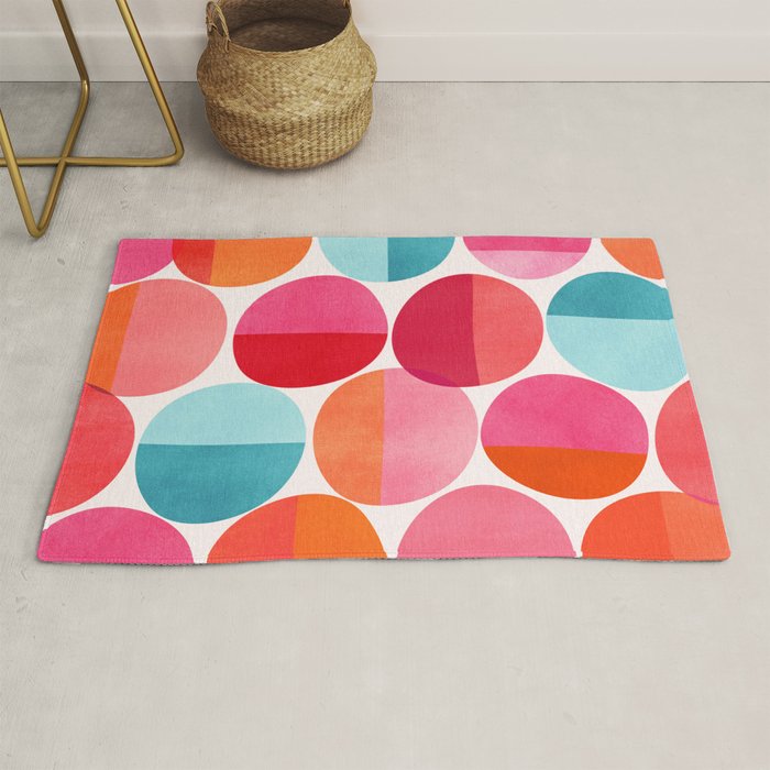 Mid Century Pink and Orange Dots Rug Gallery Image 1