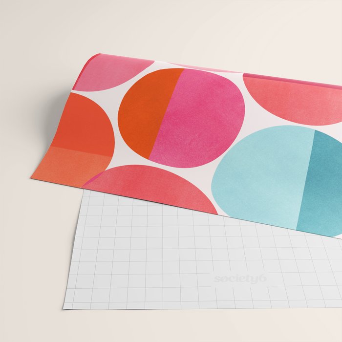 Mid Century Pink and Orange Dots Wrapping Paper Gallery Image 2