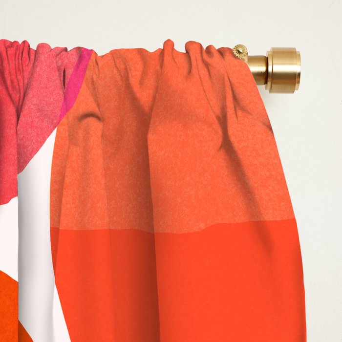 Mid Century Pink and Orange Dots Window Curtain Gallery Image 2