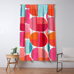 Mid Century Pink and Orange Dots Window Curtain Gallery Image 5