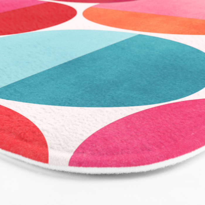 Mid Century Pink and Orange Dots Bath Mat Gallery Image 3