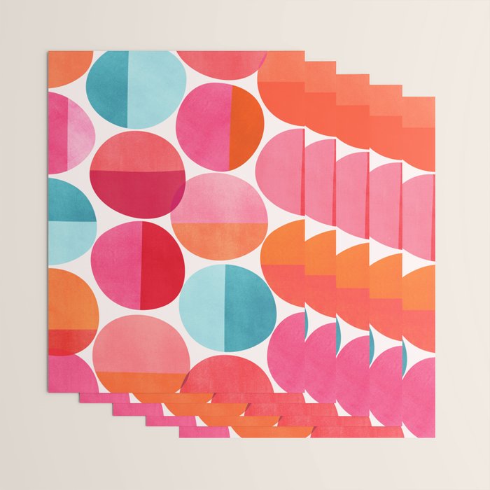 Mid Century Pink and Orange Dots Wrapping Paper Gallery Image 3