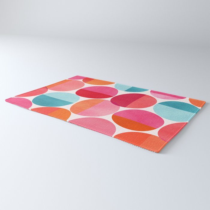 Mid Century Pink and Orange Dots Rug Gallery Image 3