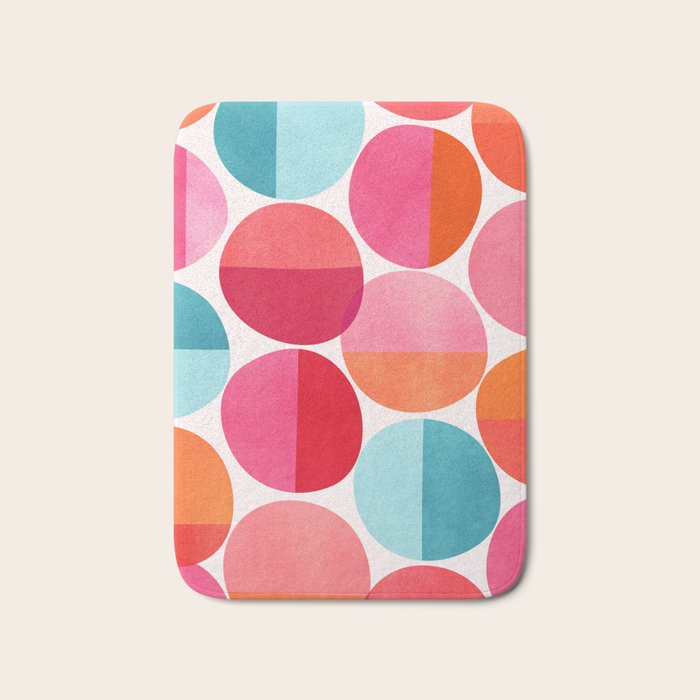 Mid Century Pink and Orange Dots Bath Mat Gallery Image 1