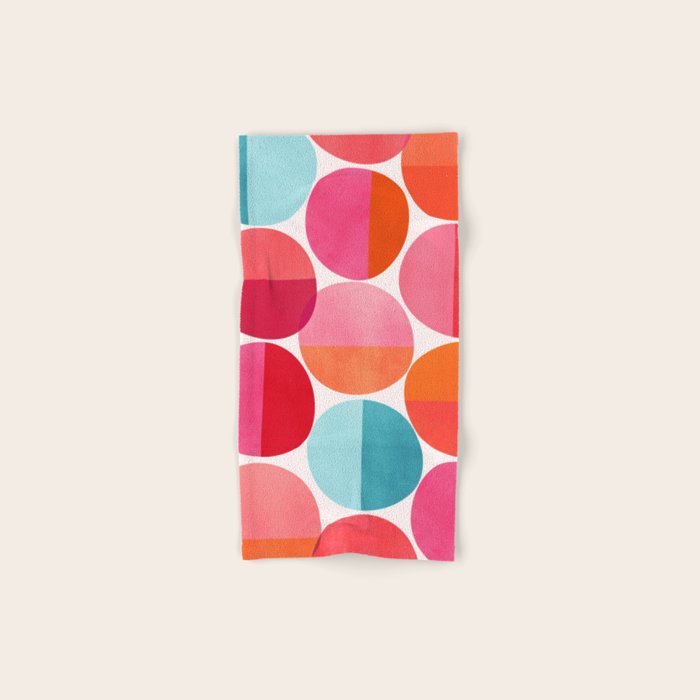 Mid Century Pink and Orange Dots Bath Towel Gallery Image 1