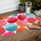 Mid Century Pink and Orange Dots Outdoor Rug Gallery Image 2