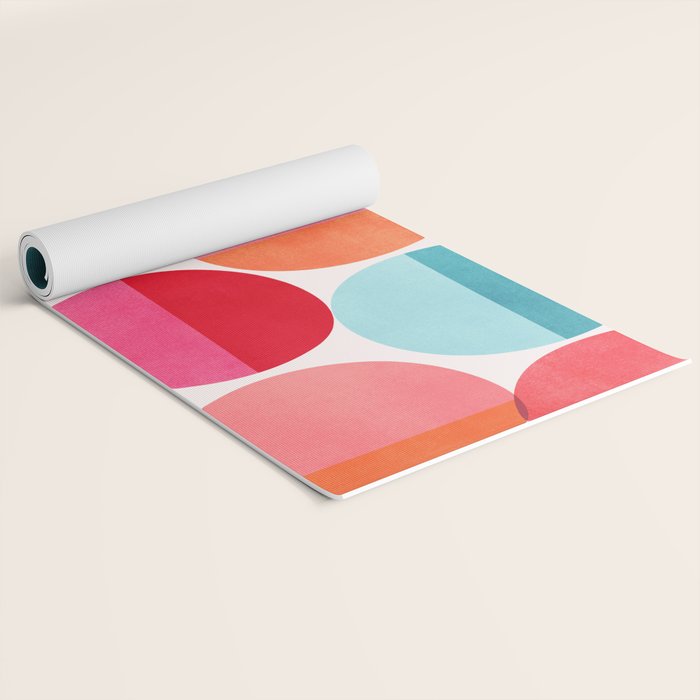Mid Century Pink and Orange Dots Yoga Mat Gallery Image 2
