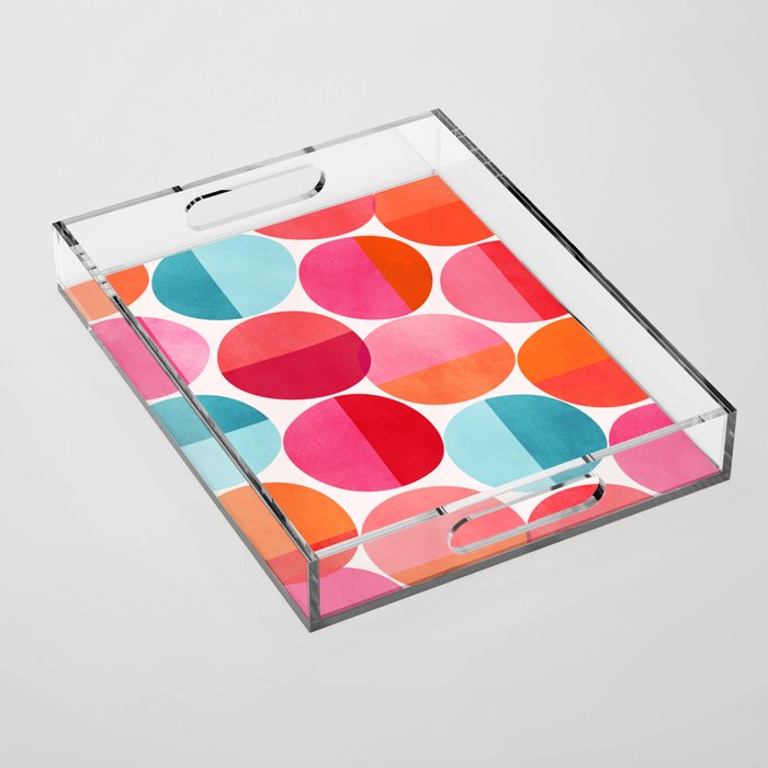 Mid Century Pink and Orange Dots Acrylic Tray Gallery Image 1