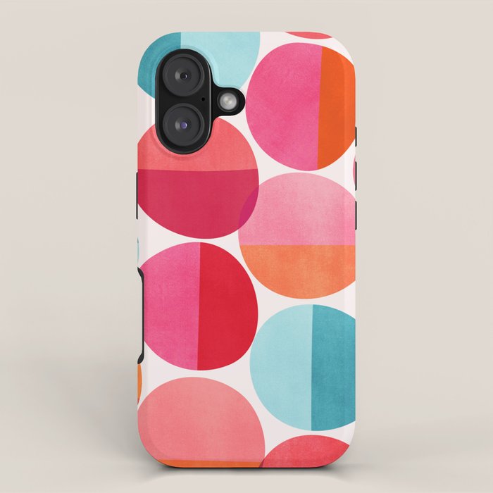 Mid Century Pink and Orange Dots iPhone Case Gallery Image 1