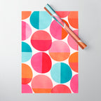 Mid Century Pink and Orange Dots Wrapping Paper Gallery Image 1