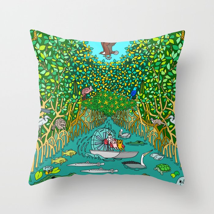 Florida Everglades Mangrove Tour Throw Pillow Gallery Image 1