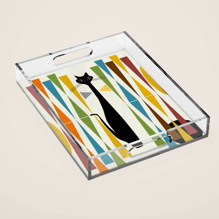 Mid-Century Modern Art Cat 2 Acrylic Tray Gallery Image 1