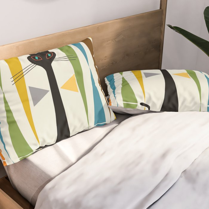 Mid-Century Modern Art Cat 2 Pillow Sham Gallery Image 2
