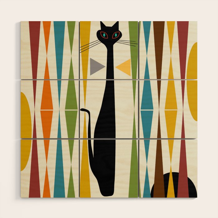 Mid-Century Modern Art Cat 2 Wood Wall Art Gallery Image 1