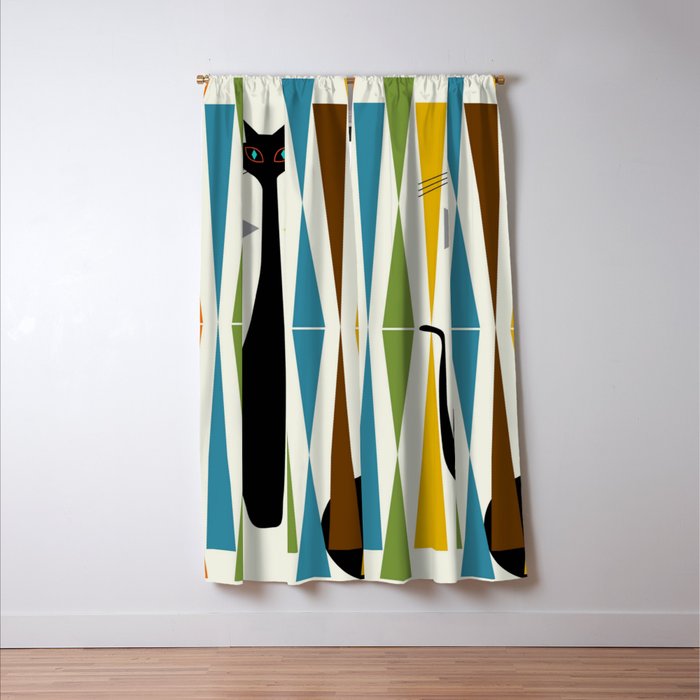 Mid-Century Modern Art Cat 2 Window Curtain Gallery Image 3