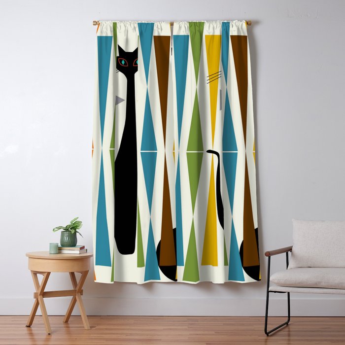 Mid-Century Modern Art Cat 2 Window Curtain Gallery Image 5