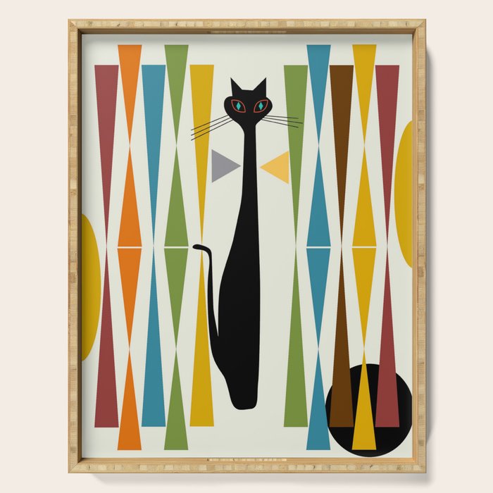 Mid-Century Modern Art Cat 2 Serving Tray Gallery Image 1