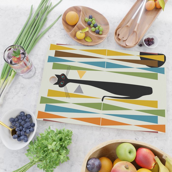 Mid-Century Modern Art Cat 2 Cutting Board Gallery Image 2