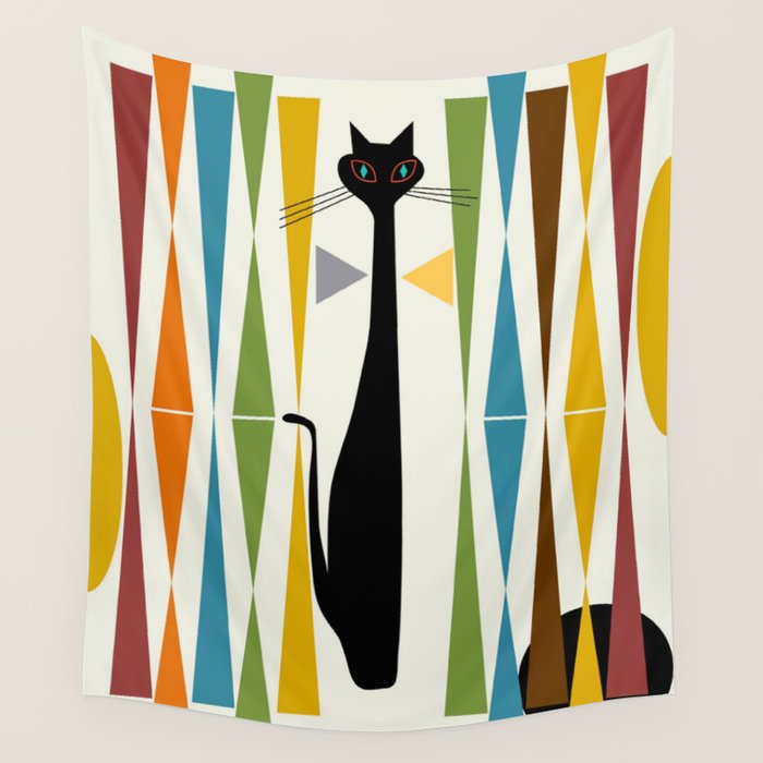 Mid-Century Modern Art Cat 2 Wall Tapestry Gallery Image 4