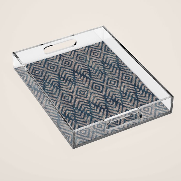Feather Ikat - midnight desert Acrylic Tray Gallery Image 1