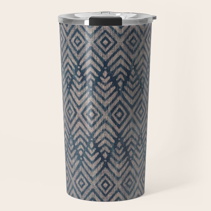 Feather Ikat - midnight desert Travel Mug Gallery Image 1