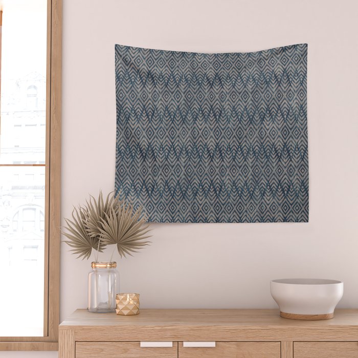 Feather Ikat - midnight desert Wall Tapestry Gallery Image 2