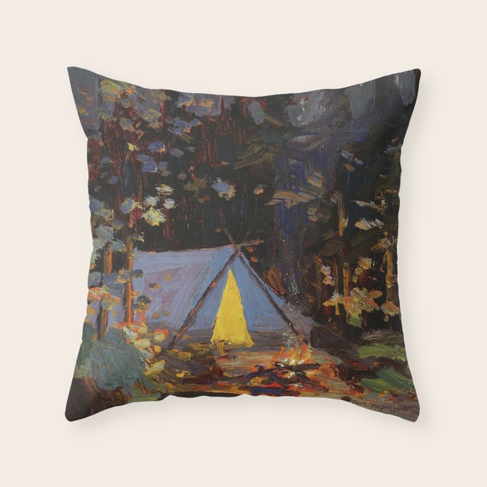 Tom Thomson Campfire 1916 Canadian Landscape Artist Throw Pillow Gallery Image 6