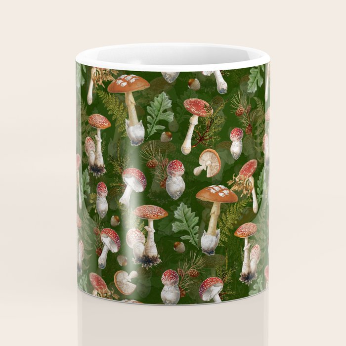 Vintage Dark Night Green Mushroom Forest Coffee Mug Gallery Image 4