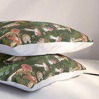 Vintage Dark Night Green Mushroom Forest Pillow Sham Gallery Image 3