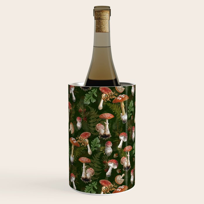 Vintage Dark Night Green Mushroom Forest Wine Chiller Gallery Image 3