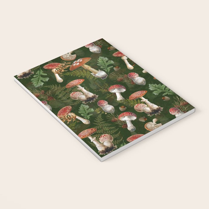 Vintage Dark Night Green Mushroom Forest Notebook Gallery Image 3