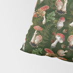 Vintage Dark Night Green Mushroom Forest Pillow Sham Gallery Image 4