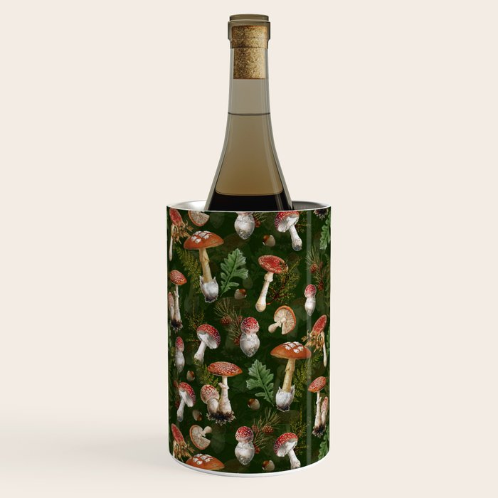 Vintage Dark Night Green Mushroom Forest Wine Chiller Gallery Image 1