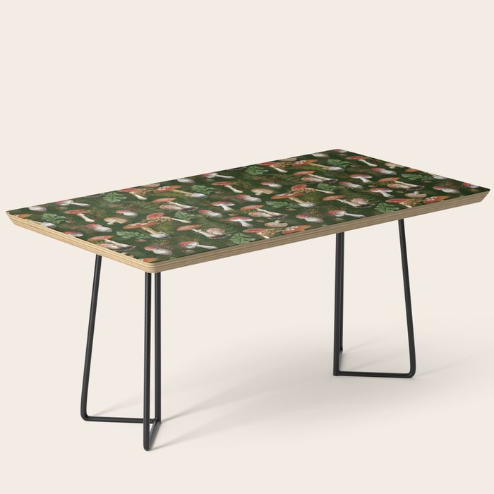 Vintage Dark Night Green Mushroom Forest Coffee Table Gallery Image 1