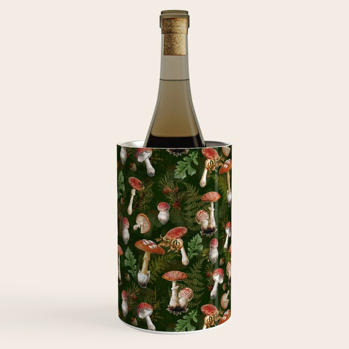 Vintage Dark Night Green Mushroom Forest Wine Chiller Gallery Image 2