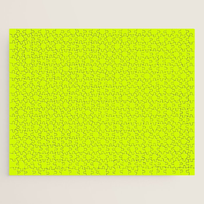 Bright Neon Yellow Green Chartreuse Solid Color Jigsaw Puzzle Gallery Image 1
